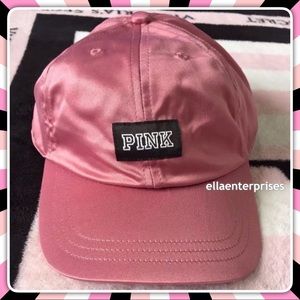 VS Pink Hat Begonia Black White Satin Baseball Cap